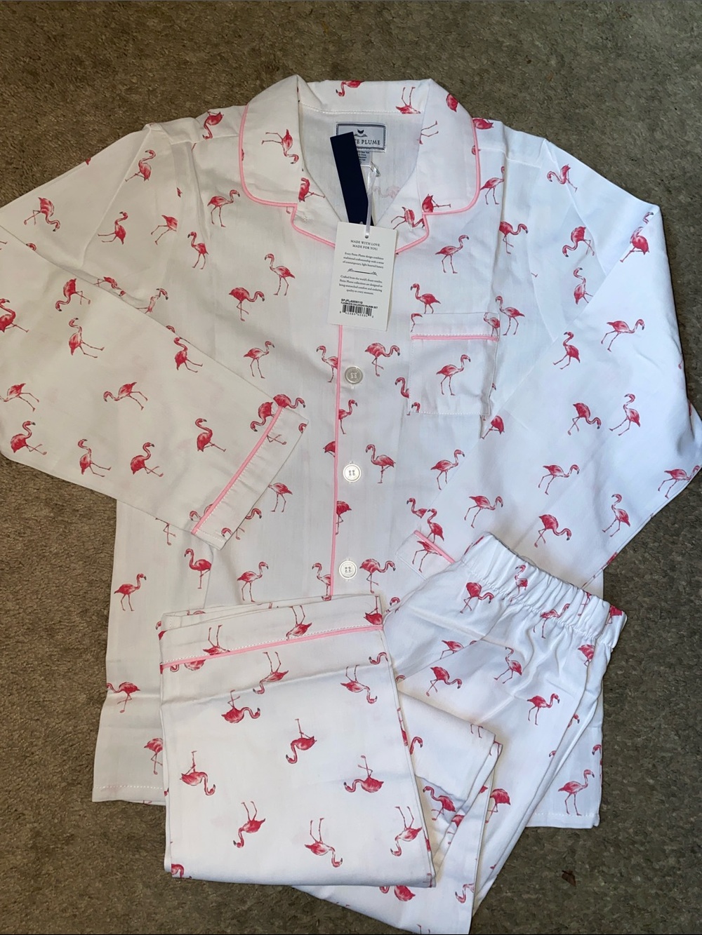 Kids White Pajama Set with Pink Flamingo Print by Vineyard Vines